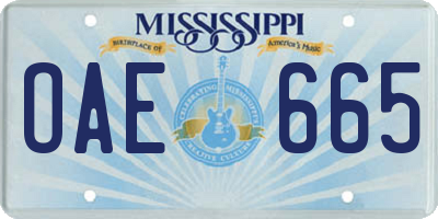 MS license plate OAE665