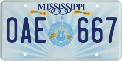 MS license plate OAE667