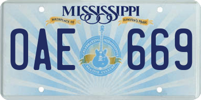 MS license plate OAE669