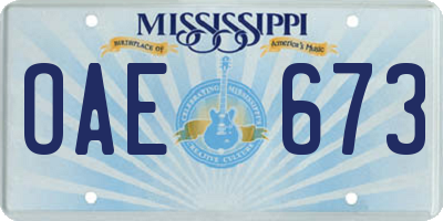 MS license plate OAE673