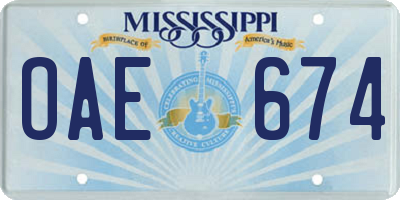 MS license plate OAE674