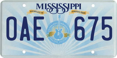 MS license plate OAE675