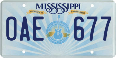 MS license plate OAE677