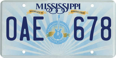 MS license plate OAE678
