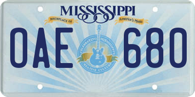 MS license plate OAE680