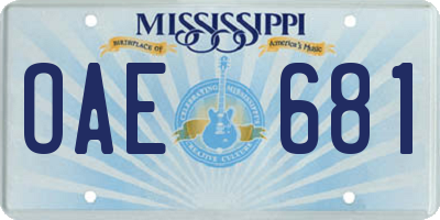MS license plate OAE681