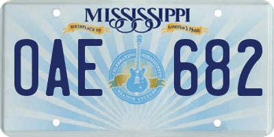 MS license plate OAE682