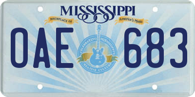 MS license plate OAE683