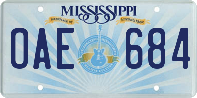 MS license plate OAE684