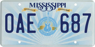 MS license plate OAE687