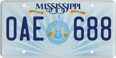 MS license plate OAE688
