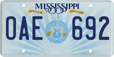 MS license plate OAE692