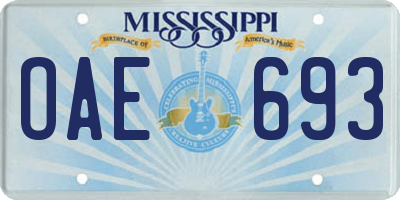 MS license plate OAE693