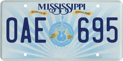 MS license plate OAE695