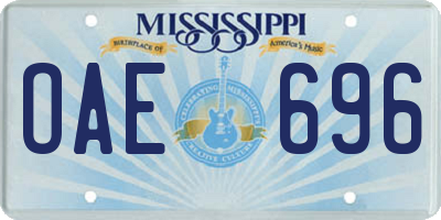 MS license plate OAE696