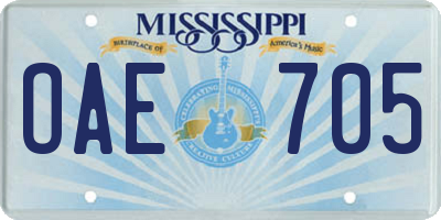 MS license plate OAE705