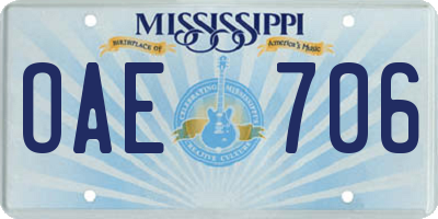 MS license plate OAE706