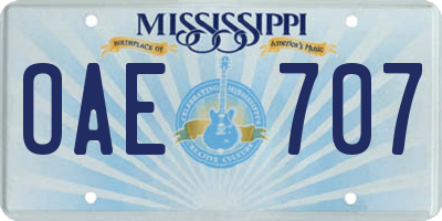 MS license plate OAE707