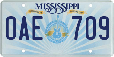 MS license plate OAE709