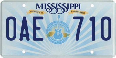 MS license plate OAE710