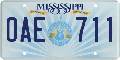 MS license plate OAE711