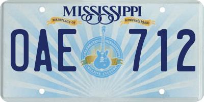 MS license plate OAE712