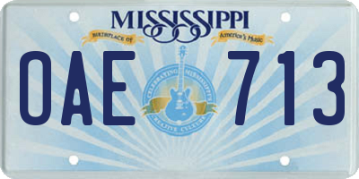 MS license plate OAE713