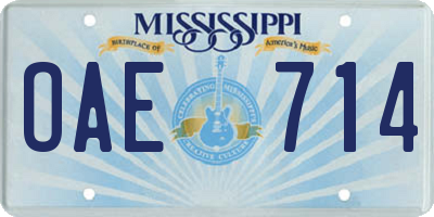 MS license plate OAE714