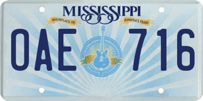 MS license plate OAE716