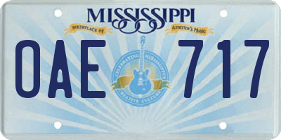 MS license plate OAE717