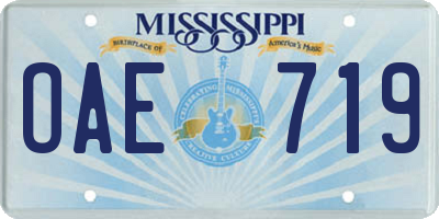 MS license plate OAE719