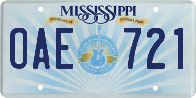 MS license plate OAE721