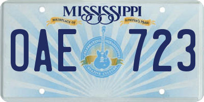 MS license plate OAE723