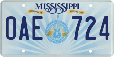 MS license plate OAE724