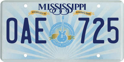 MS license plate OAE725