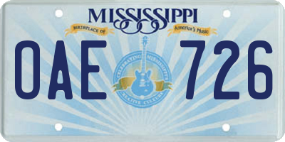 MS license plate OAE726