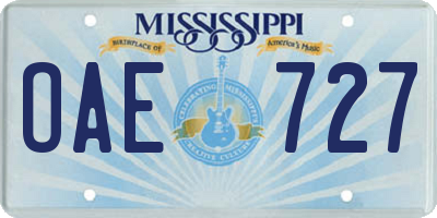 MS license plate OAE727