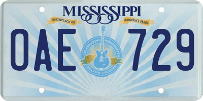 MS license plate OAE729