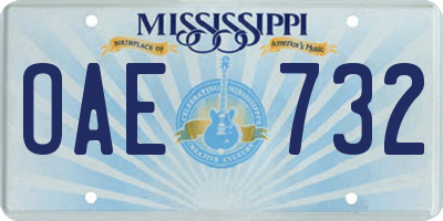 MS license plate OAE732