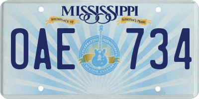 MS license plate OAE734