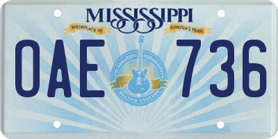 MS license plate OAE736
