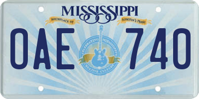 MS license plate OAE740