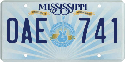 MS license plate OAE741