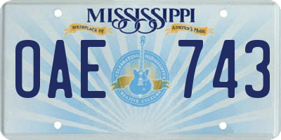 MS license plate OAE743