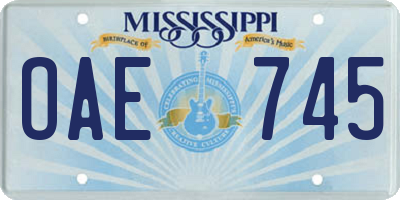 MS license plate OAE745