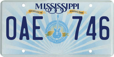 MS license plate OAE746