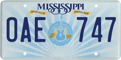 MS license plate OAE747