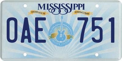 MS license plate OAE751