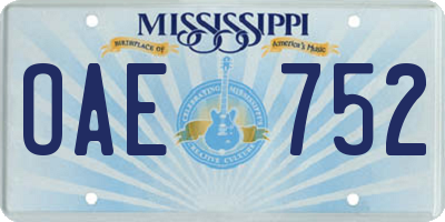 MS license plate OAE752