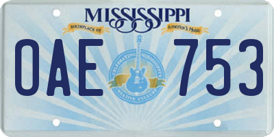 MS license plate OAE753